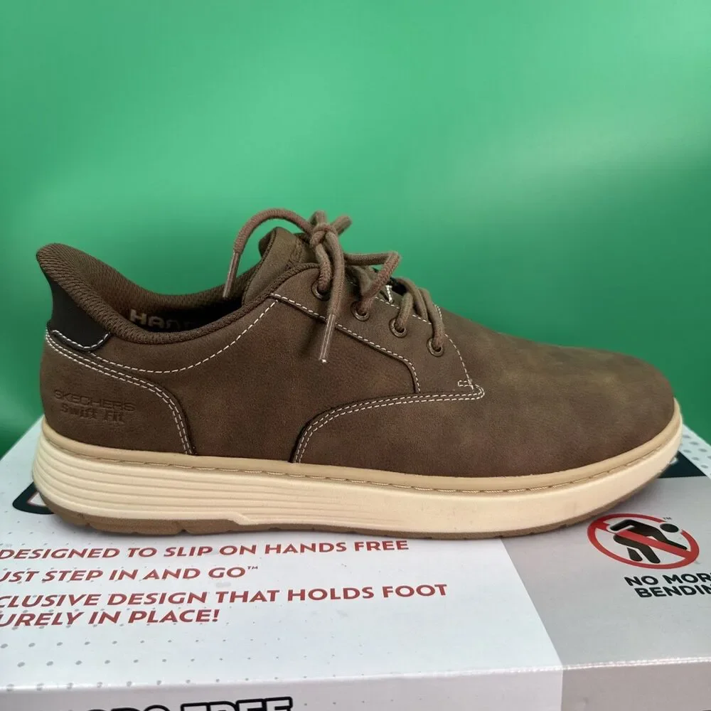 Skechers Hands Free Swift Fit Men’s 9 Brown Waterproof Casual Lace Sneakers
